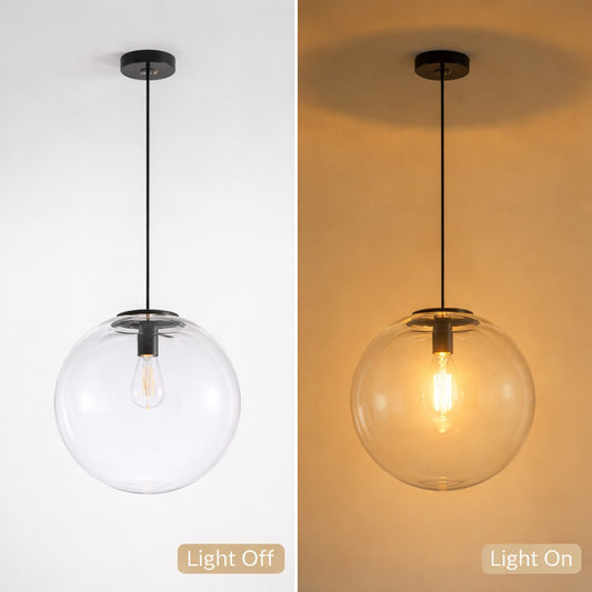 Y Insp Aero Globe 15 7 In 1 Light Black Modern Pendant With Clear Glass Shade
