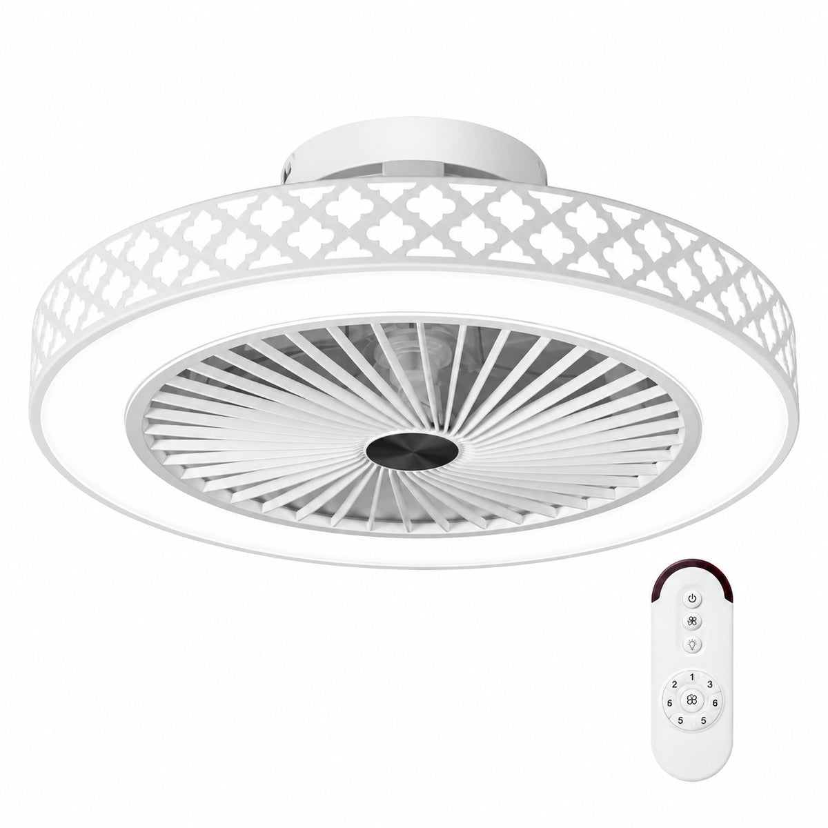GIVIMO 19 in White White Flush Mount Modern Ceiling Fan with Integrated LED Light Kit with Remote Included