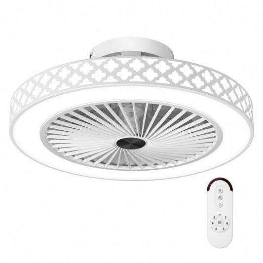 GIVIMO 19 in White White Flush Mount Modern Ceiling Fan with Integrated LED Light Kit with Remote Included