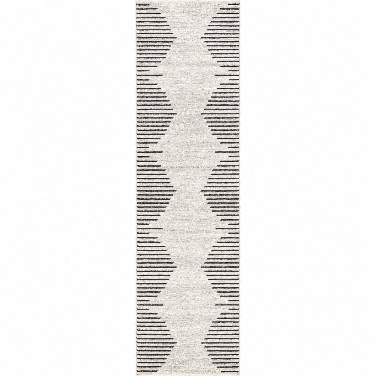 World Rug Gallery Fulton 2 ft 7 in x 10 ft Cream Bohemian Stripe Runner Rug