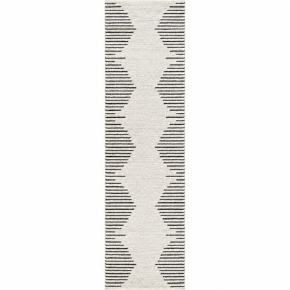 World Rug Gallery Fulton 2 ft 7 in x 10 ft Cream Bohemian Stripe Runner Rug