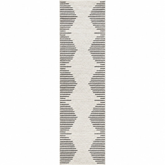 World Rug Gallery Fulton 2 ft 7 in x 10 ft Cream Bohemian Stripe Runner Rug