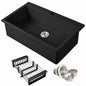 AKDY Black Fireclay 36 in Single Bowl Drop in Mount Kitchen Sink with Basket Strainer