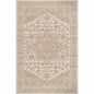 Beverly Rug Athena Beige 8 ft x 10 ft Rubber Back Washable Oriental Border Indoor Outdoor Patio Area Rug