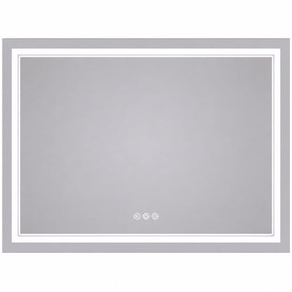 TETOTE 48 in W x 36 in H Rectangular Frameless Wall LED Lighted Bathroom Vanity Mirror with Light with Backlit and Anti Fog