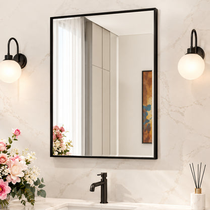 TETOTE 22 in W x 30 in H Rectangular Oil Rubbed Bronze Mirrors for Bathroom Wall Beveled Mirror Bathroom Vanity Mirror HD BM62 5576OB