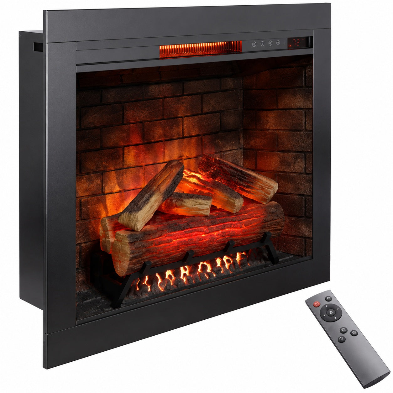 Hooure Vivid Flame 28 in Ventless Infrared Electric Fireplace Insert with Remote Control