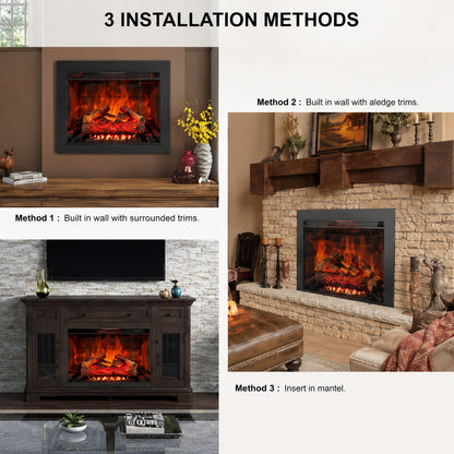 Hooure Vivid Flame 28 in Ventless Infrared Electric Fireplace Insert with Remote Control