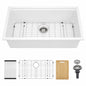 Kichae 33 in Undermount Single Bowl Black Granite Quartz Composite Workstation Kitchen Sink with Bottom Grid and Accessories