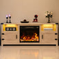 LACOO 58 in Beige TV Stand with Fireplace Fits TVs up to 65in LED Entertainment Center with Storage Shelves and Cabinets V TS 0846 L6