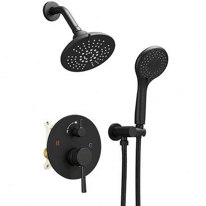 BATHADORE Single Handle 4 Spray Round Shower Faucet 2 5 Gpm with Detachable Handheld Shower in Black Valve Included BAS0282BD B