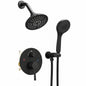BATHADORE Single Handle 4 Spray Round Shower Faucet 2 5 Gpm with Detachable Handheld Shower in Black Valve Included BAS0282BD B