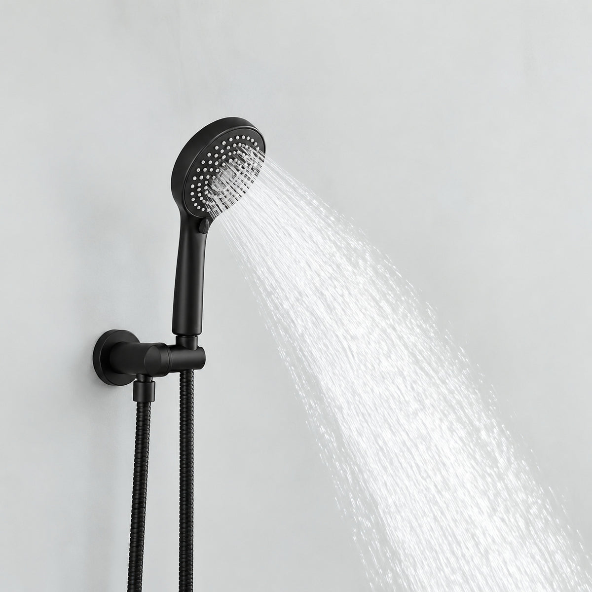 BATHADORE Single Handle 4 Spray Round Shower Faucet 2 5 Gpm with Detachable Handheld Shower in Black Valve Included BAS0282BD B