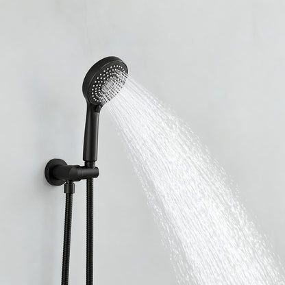 BATHADORE Single Handle 4 Spray Round Shower Faucet 2 5 Gpm with Detachable Handheld Shower in Black Valve Included BAS0282BD B