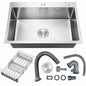 Whatseaso 30 in Topmount Undermount Drop in Single Bowl Stainless Steel Kitchen Sink with Basket Strainer