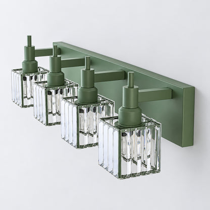 EDISLIVE 27 5 in 4 Light Modern Macaron Green Bathroom Vanity Light with Crystal Shades 81010000089788
