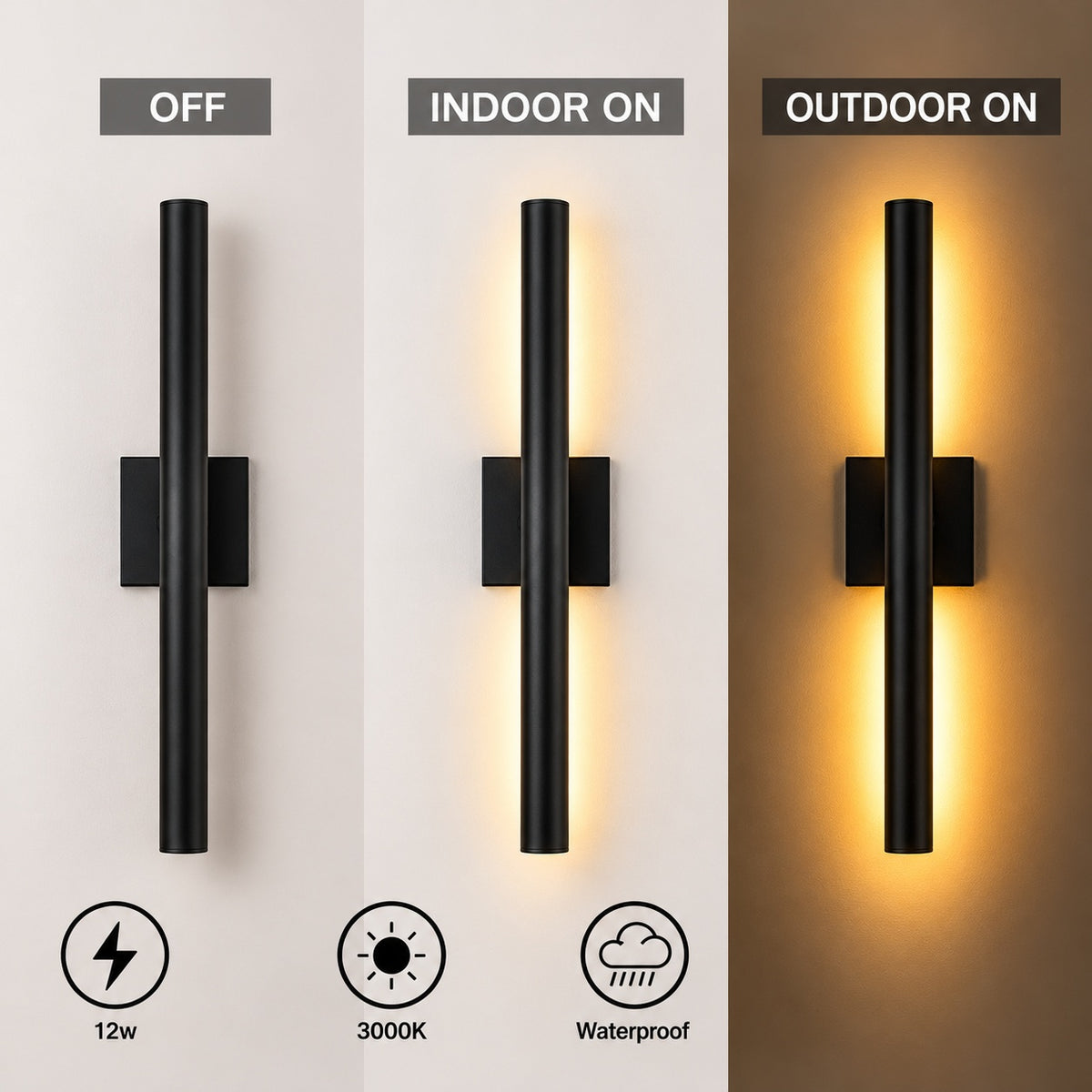 FTL 21 8 Mate Black Long Outdoor Integrated LED Sconce Set of 2 Up and Down LED Lighting Hardwired 12W 3000K Warm white FTL OW 080