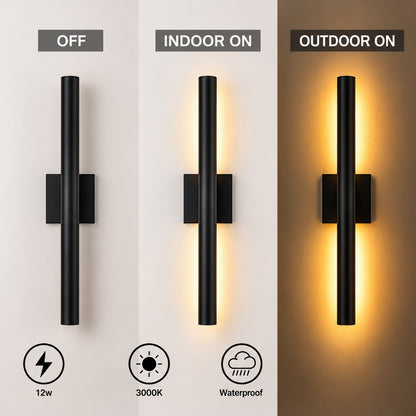 FTL 21 8 Mate Black Long Outdoor Integrated LED Sconce Set of 2 Up and Down LED Lighting Hardwired 12W 3000K Warm white FTL OW 080