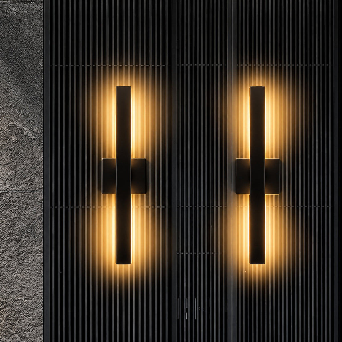 FTL 21 8 Mate Black Long Outdoor Integrated LED Sconce Set of 2 Up and Down LED Lighting Hardwired 12W 3000K Warm white FTL OW 080