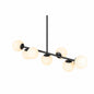 Merra 7 Light Matte Black Pendant Design Linear Chandelier with Frosted Glass Shades for Dining Room with No Bulbs Included PDL GRW7 BK BNHD 1