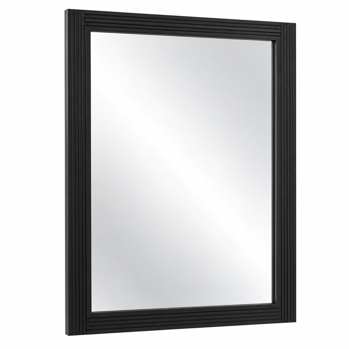 XRAMFY Antique Black 30 in W x 40 in H Rectangle Wood Framed Vanity Door Mounted Mirror WMN20RTSW3040BK