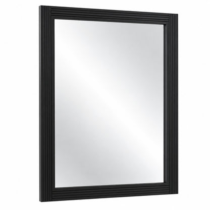 XRAMFY Antique Black 30 in W x 40 in H Rectangle Wood Framed Vanity Door Mounted Mirror WMN20RTSW3040BK