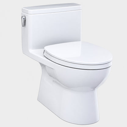 TOTO Redington 12 in Rough In 1 Piece 1 28 GPF Single Flush Elongated Toilet in Cotton White Soft Close Seat Included MS672124CEFG 01