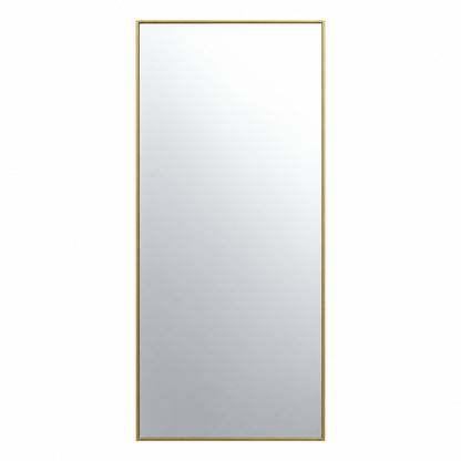 XRAMFY Morden Gold 34 in W x 76 in H Rectangle Aluminum Alloy Framed Full Length Standing Mirror
