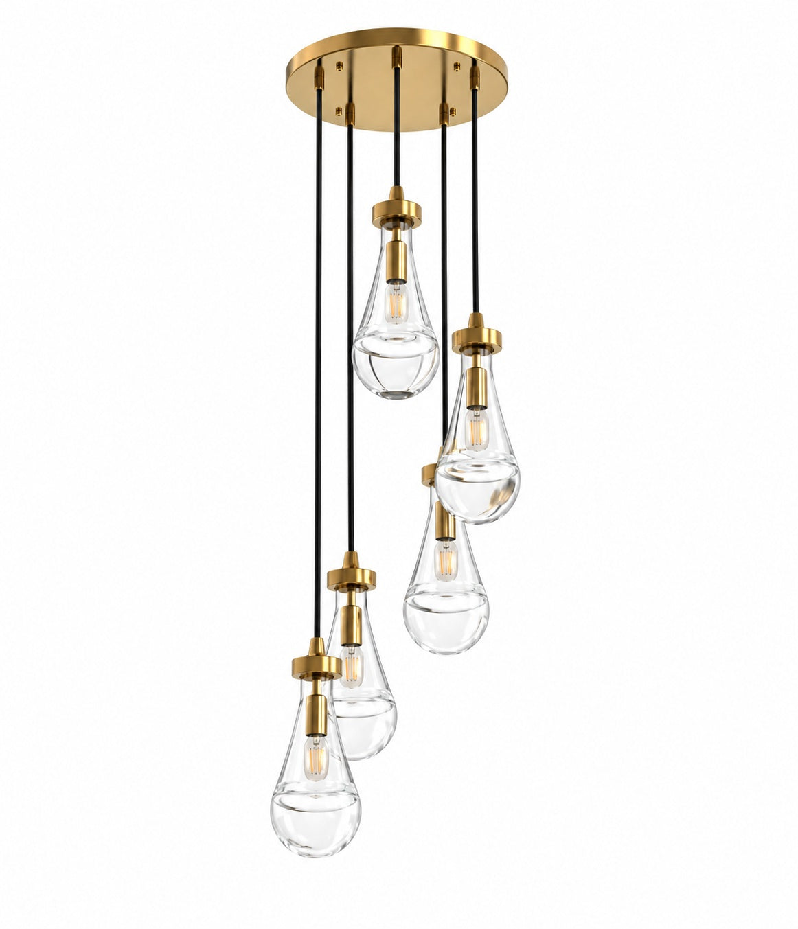 Emeritpro 5 Light Copper Pendant Light with Teardrop Glass Shades Traditional Hanging Chandelier E12 Base No Bulbs Included HG CX25001EDBA2 1AP3