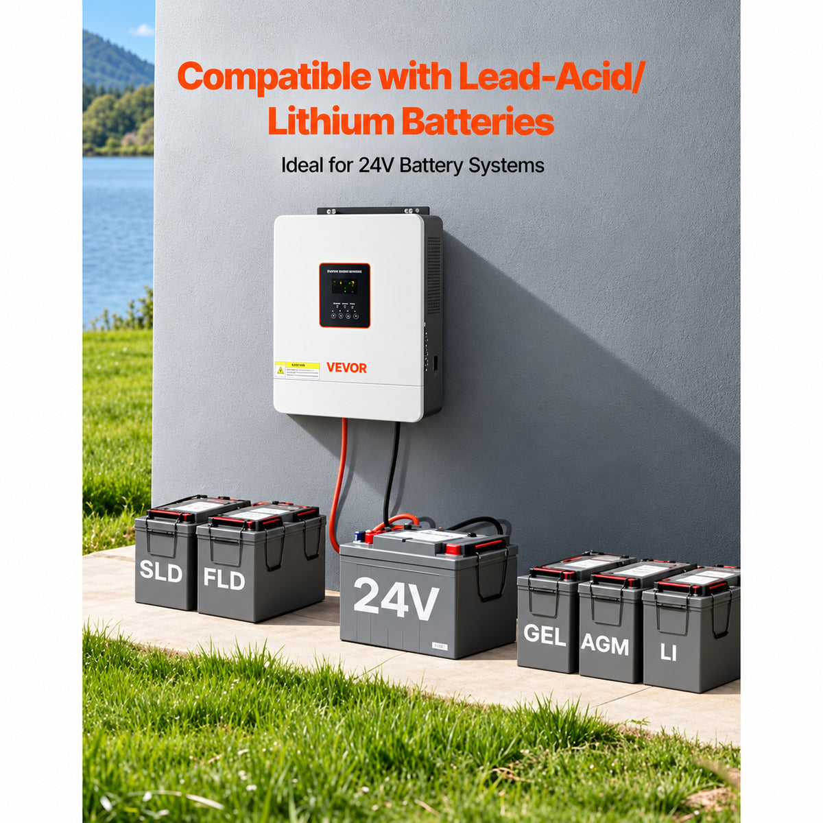 VEVOR 4000W Hybrid Solar Inverter 24V DC to 230V AC Pure Sine Wave Power Inverter Charger with Built in 120A MPPT Solar LWNKYTJGP2308WYMP001V7 251209