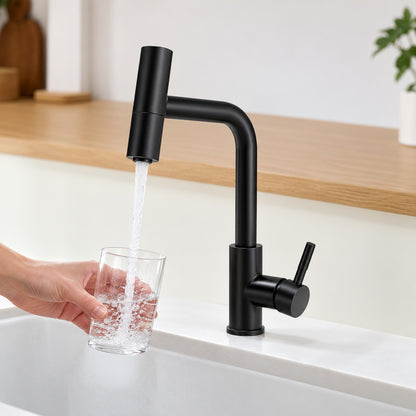 Flynama 360 Rotation Pull Down Kitchen Faucet with 3 Spray Modes Oil Rubbed Bronze Stainless Steel High Arc Sink Faucet WHM 1932P442842
