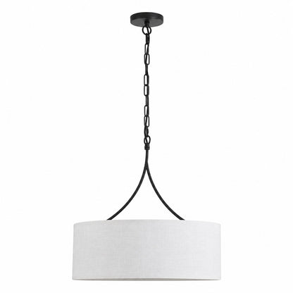 3 White and Black Light Beige Adjustable Fabric Drum Pendant Light for Kitchen Island Living Room Entryway DJYC W1367P460380