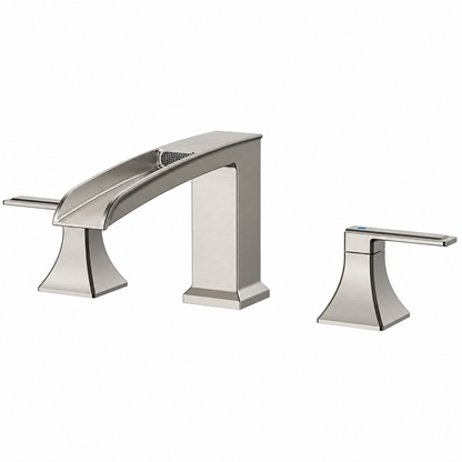 ANDROME 2 Handle Deck Mount Widespread Waterfall Bathtub Faucet Roman Tub Faucet in Brushed Nickel ANDROME69122BN