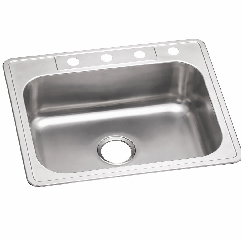 Glacier Bay 25 in Drop in Single Bowl 22 Gauge Stainless Steel Kitchen Sink
