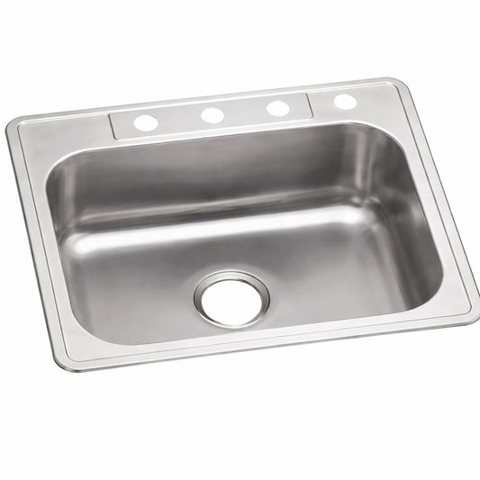 Glacier Bay 25 in Drop in Single Bowl 22 Gauge Stainless Steel Kitchen Sink
