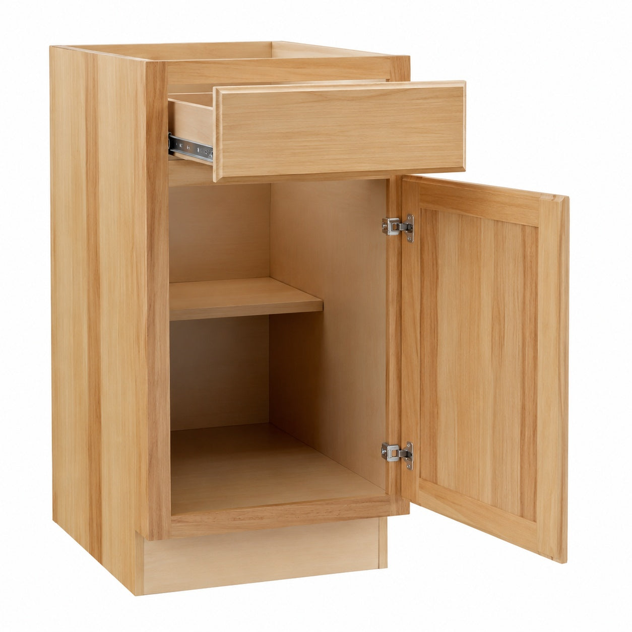 Hampton Bay Hampton 18 in W x 24 in D x 34 5 in H Assembled Base Kitchen Cabinet in Natural Hickory