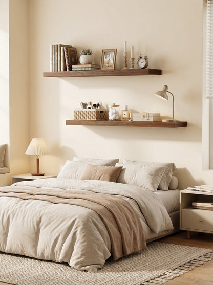 Floating Shelves Set of 4 – 15.8" Wall Shelves with Invisible Brackets