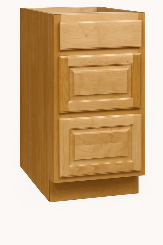 Hampton 18 in. W x 24 in. D x 34.5 in. H Assembled Drawer Base Kitchen Cabinet in Natural Hickory with Drawer Glides
