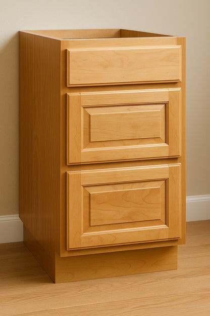 Hampton 18 in. W x 24 in. D x 34.5 in. H Assembled Drawer Base Kitchen Cabinet in Natural Hickory with Drawer Glides