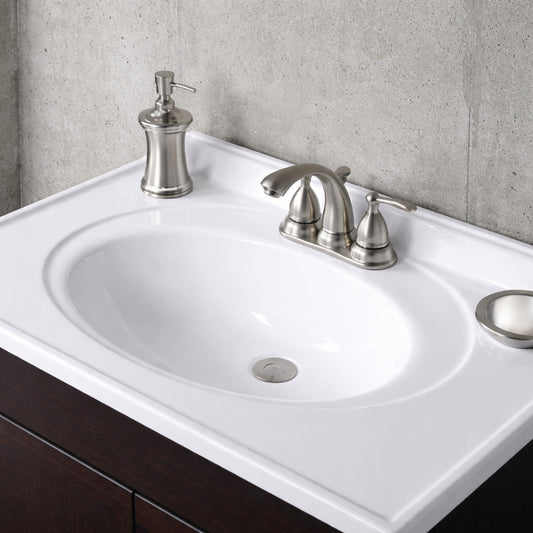 Glacier Bay 31 in W x 22 in D Cultured Marble White Round Single Sink Vanity Top in White