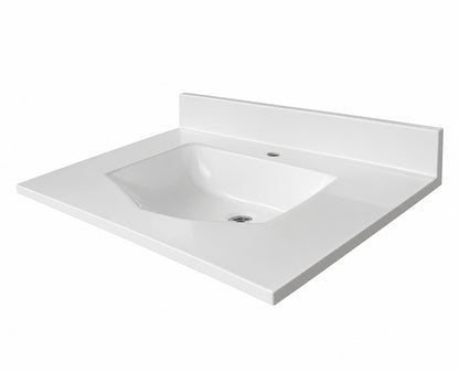 Glacier Bay 31 in W x 22 in D Cultured Marble White Round Single Sink Vanity Top in White N3122GB W