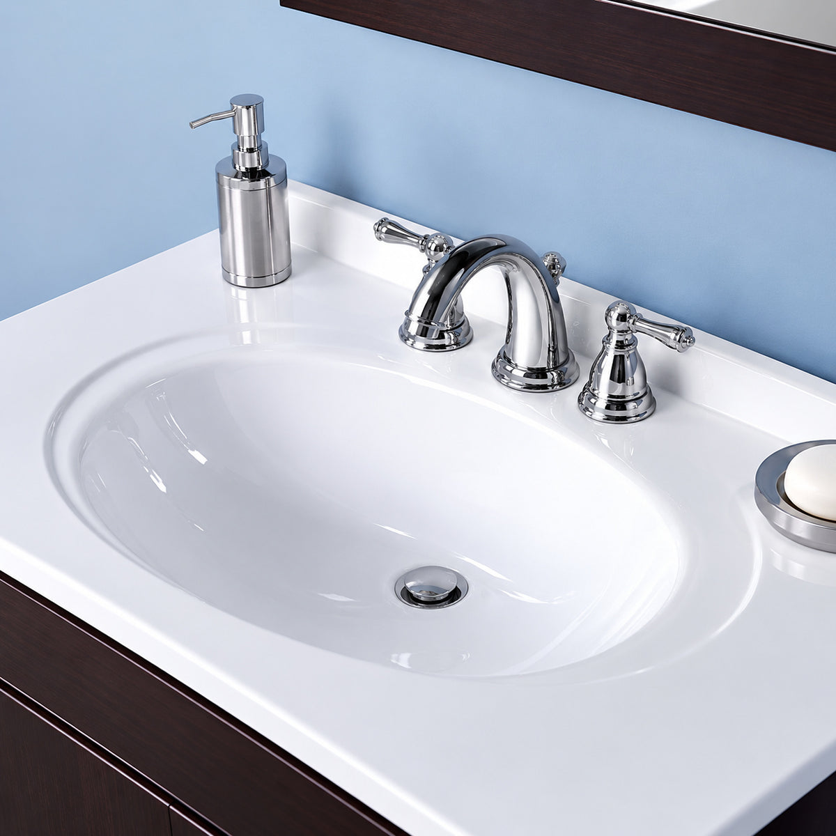 Glacier Bay 31 in W x 22 in D Cultured Marble White Round Single Sink Vanity Top in White N3122GB W