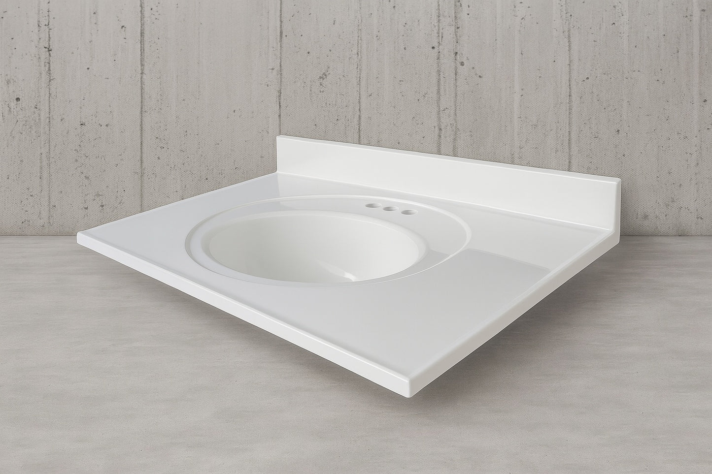 Newport 37 in. W x 22 in. D Cultured Marble White Round Single Sink Vanity Top in White