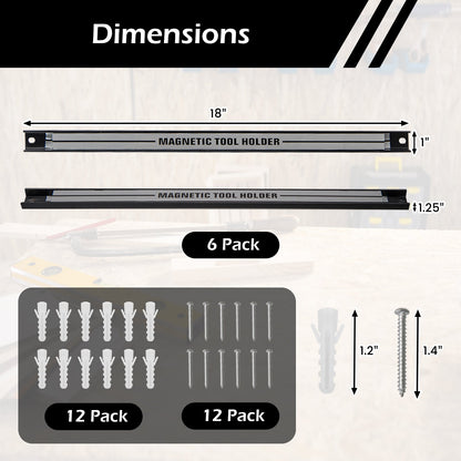 18 Inch Magnetic Tool Holder Strip with Mounting Screws