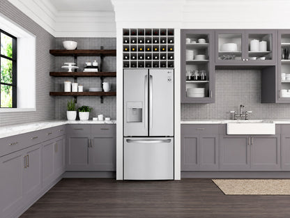LG 21 8 Cu Ft 3 Door Smart French Door Refrigerator with Ice Maker and Water Dispenser In Stainless Steel