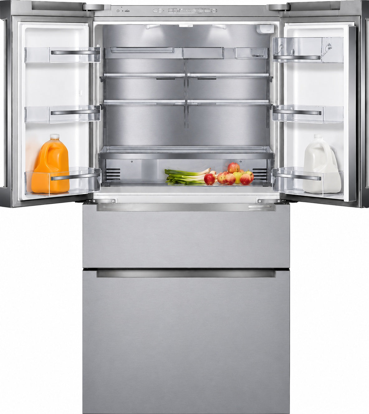 Bosch 800 Series 20 5 Cu Ft Counter Depth French 4 Door Bottom Mount Refrigerator with Farmfresh System