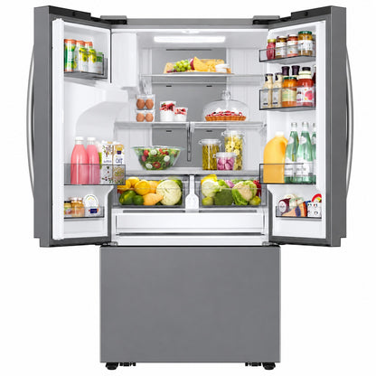 Samsung 36 In 26 Cu Ft Counter Depth 3 Door French Door Refrigerator In Stainless Steel with External Water and Ice Dispenser