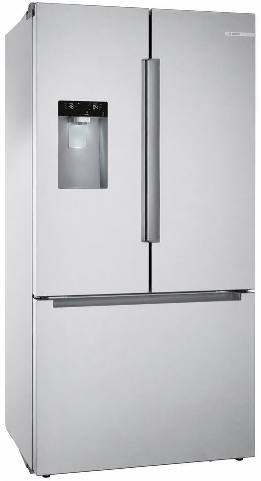 Bosch 100 Series 26 Cu Ft Bottom Mount French Door Refrigerator with External Water and Ice Dispenser