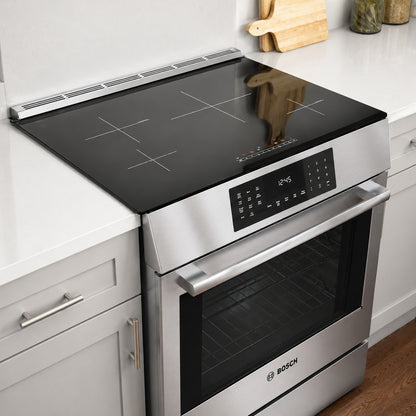 Bosch 800 Series 4 6 Cu Ft Induction Slide In Range with Convection Pro and Third Heating Element