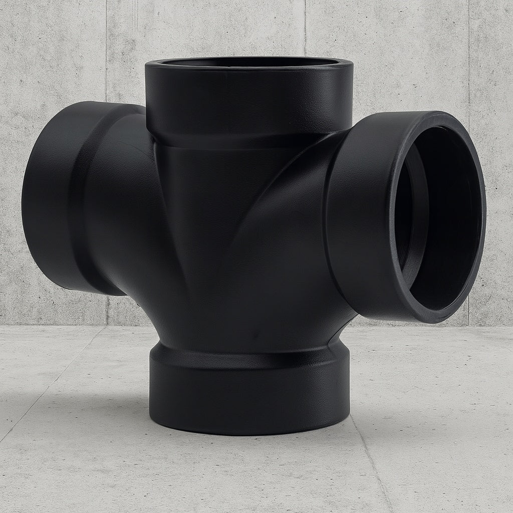 Pipe 4 in. ABS DWV All Hub Double Sanitary Tee ABS004281200HD
